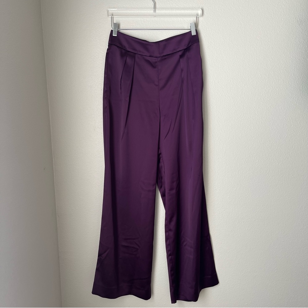 Banana Republic Factory Deep Purple Wide Leg Satin Pants Size 4